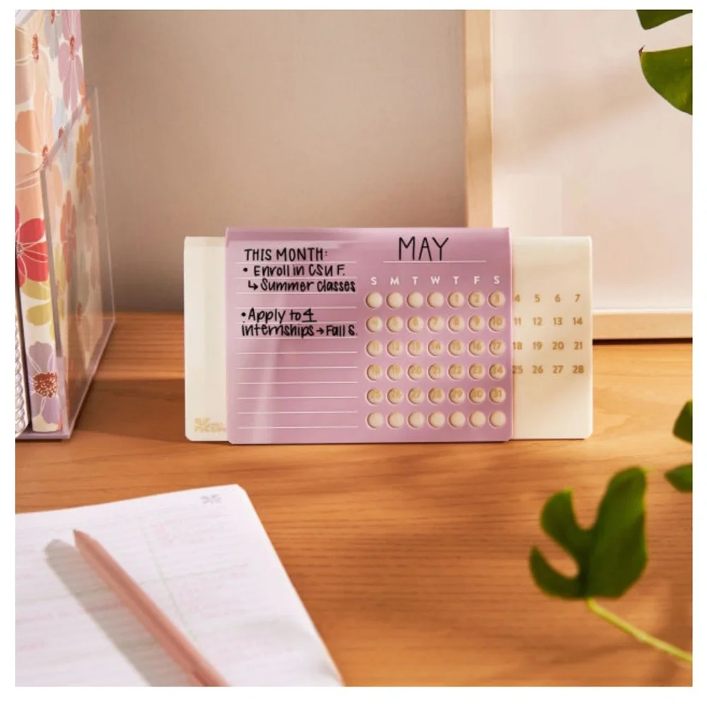 NEW! Erin Condren Acrylic Perpetual Calendar Lilac Cream